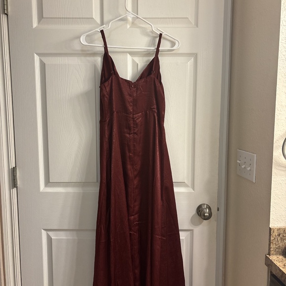 Lulus Constantine Burgundy Satin Maxi Dress Red - Size S - Picture 6 of 6